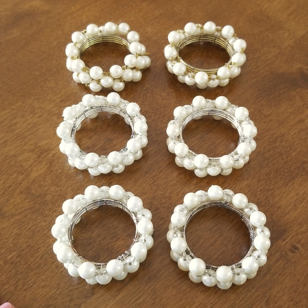 6 Pearl Napkin Rings